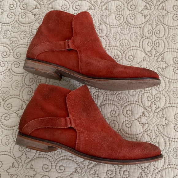 Free People Shoes - Few People Red/Orange Suede Booties